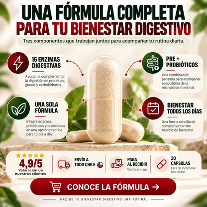 Enzimas Digestivas + Prebióticos y Probióticos | 30 Cápsulas