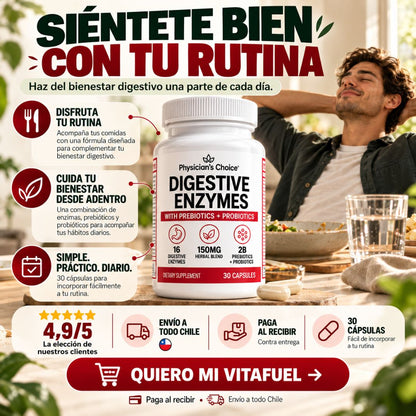 Enzimas Digestivas + Prebióticos y Probióticos | 30 Cápsulas