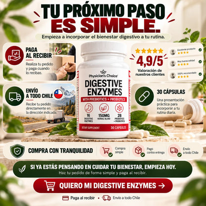 Enzimas Digestivas + Prebióticos y Probióticos | 30 Cápsulas